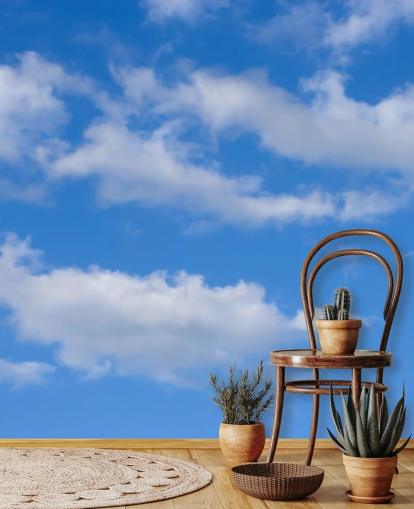 papier peint bleu personnalisé appelé Blue Skies with Clouds pour les bureaux ou les zones commerciales
