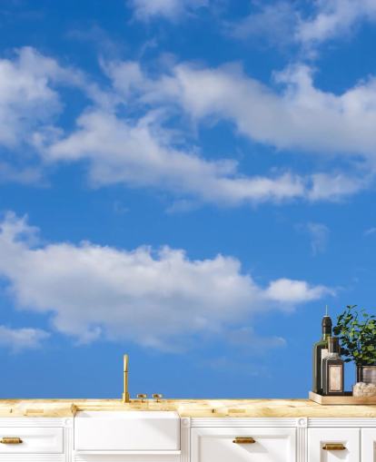 blauw op maat gemaakt hemelbehang genaamd Blue Skies with Clouds voor kantoren of commerciële ruimtes