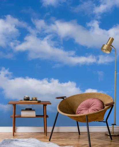 papier peint bleu personnalisé appelé Blue Skies with Clouds pour les bureaux ou les zones commerciales