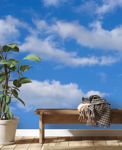 carta da parati blu personalizzata chiamata Blue Skies with Clouds per uffici o aree commerciali