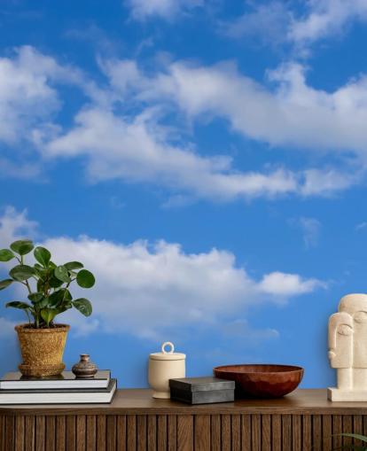 carta da parati blu personalizzata chiamata Blue Skies with Clouds per uffici o aree commerciali