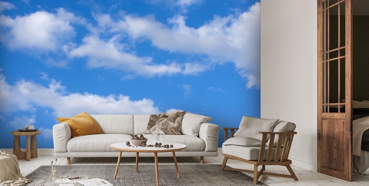 Seidentapete Pastorale Landschaft 350×256cm - Blaugrün Fototapete Mit 3D Effekt