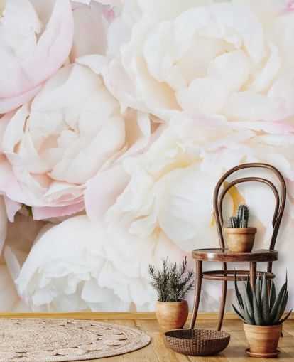 pink and white floral wallpaper mural called Peony Clouds for bedrooms, living rooms and bathrooms pink and white floral wallpaper mural called Peony Clouds for bedrooms, living rooms and bathrooms