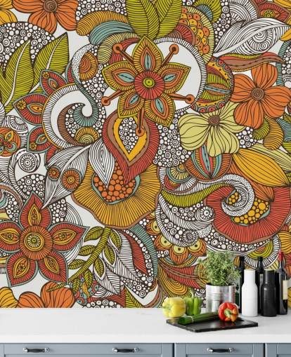 illustrert oransje blomster tapet illustrert oransje blomster tapet