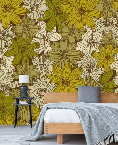 papel pintado floral mostaza papel pintado floral mostaza