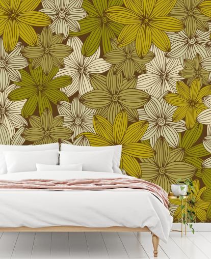 mustard floral wallpaper mustard floral wallpaper