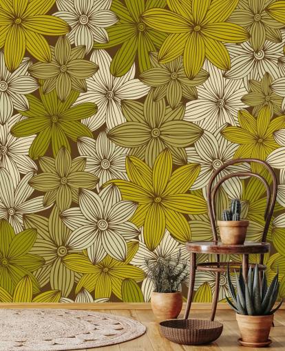 papel pintado floral mostaza papel pintado floral mostaza