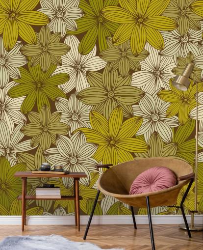 mustard floral wallpaper mustard floral wallpaper