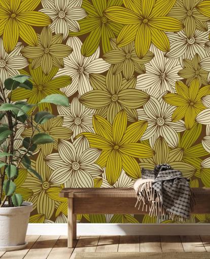 mustard floral wallpaper mustard floral wallpaper