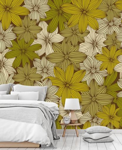 papel pintado floral mostaza papel pintado floral mostaza