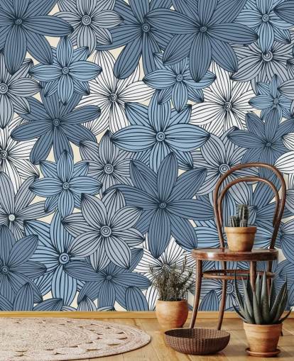 blue floral wallpaper