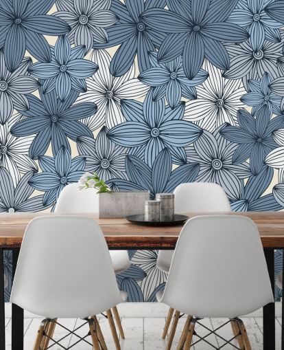 blue floral wallpaper
