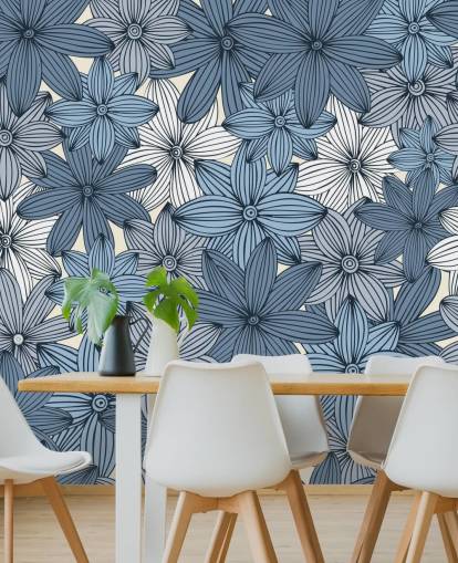 papel pintado floral azul papel pintado floral azul