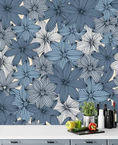 blue floral wallpaper