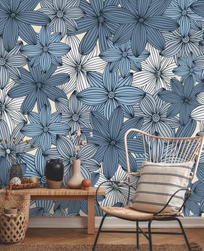 blue floral wallpaper