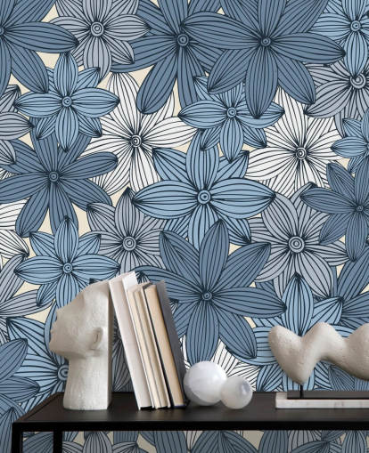 blue floral wallpaper