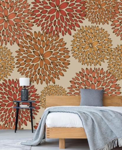 Red and Orange Drawn Dandelions Wallpaper