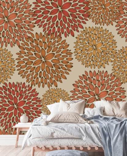 Red and Orange Drawn Dandelions Wallpaper