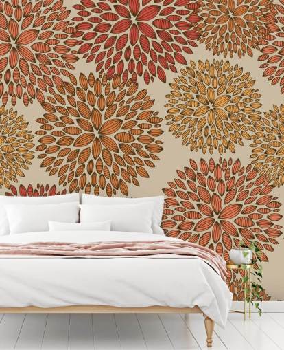 Red and Orange Drawn Dandelions Wallpaper