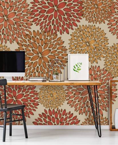 Red and Orange Drawn Dandelions Wallpaper