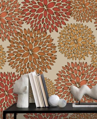 Red and Orange Drawn Dandelions Wallpaper Red and Orange Drawn Dandelions Wallpaper