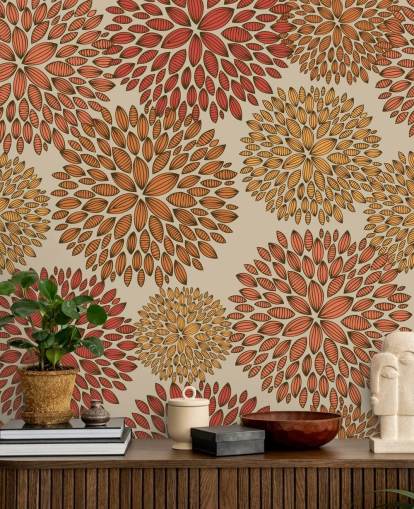 Rød og Orange Drawn Mælkebøtter Baggrund