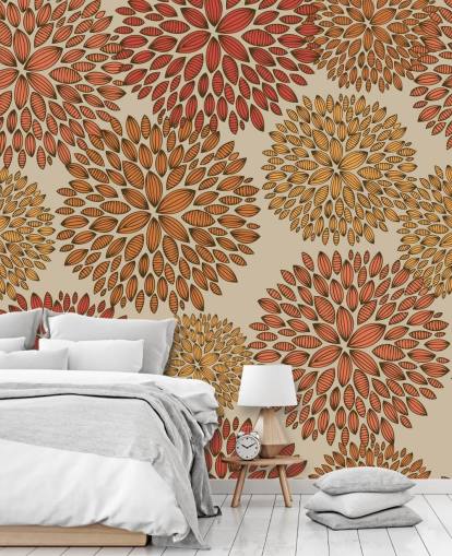 Red and Orange Drawn Dandelions Wallpaper