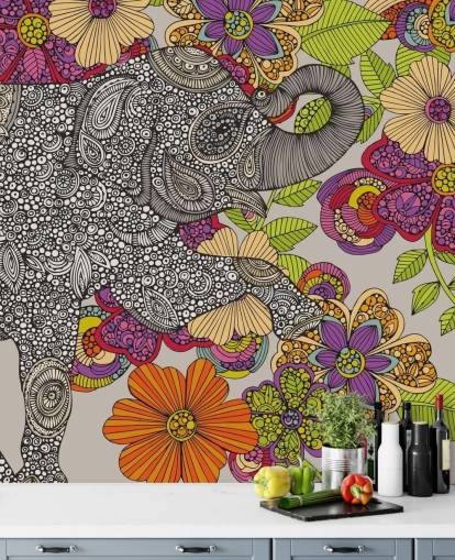 Mural de pared elefante dibujado