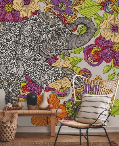 Piirretty Elephant seinämaalaus Piirretty Elephant seinämaalaus