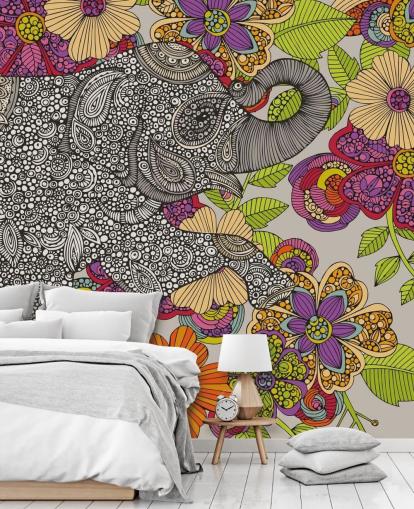 Piirretty Elephant seinämaalaus