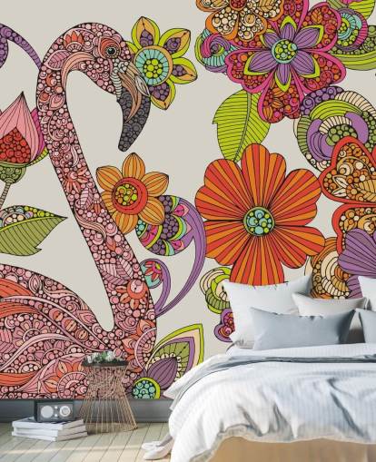 Fondo de pantalla de flamenco dibujado