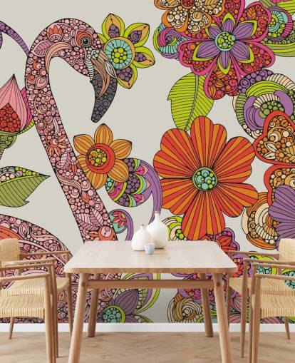 Gezeichnete Flamingo Tapete Gezeichnete Flamingo Tapete