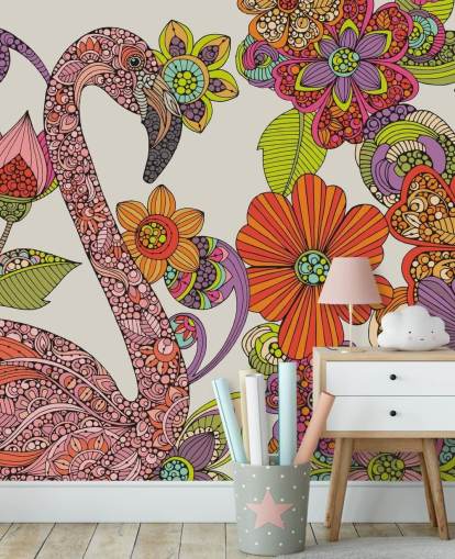 Gezeichnete Flamingo Tapete Gezeichnete Flamingo Tapete