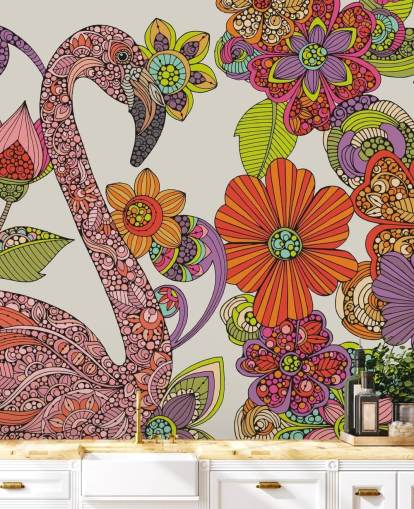 Fondo de pantalla de flamenco dibujado