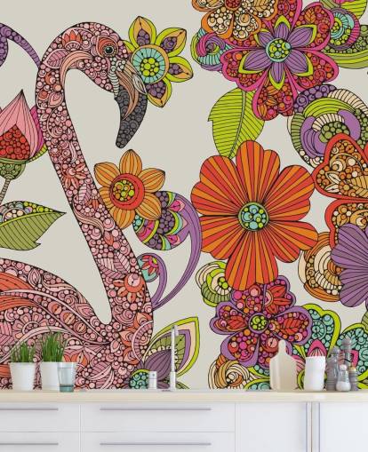 Fondo de pantalla de flamenco dibujado