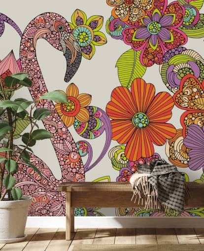 Fondo de pantalla de flamenco dibujado