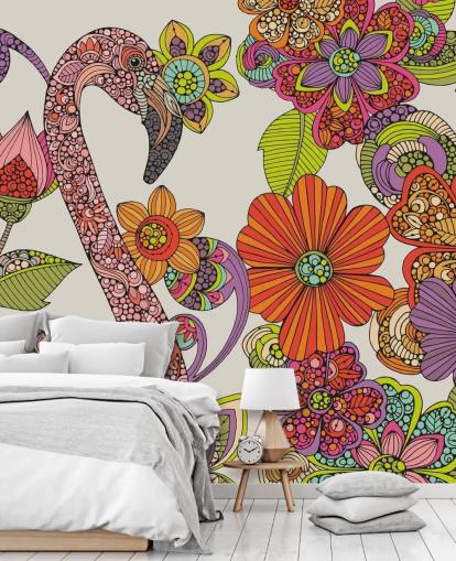 Papel de parede Flamingo desenhado