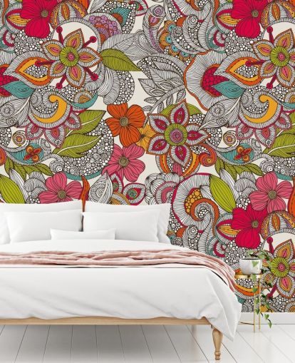 Papel pintado floral colorido Papel pintado floral colorido