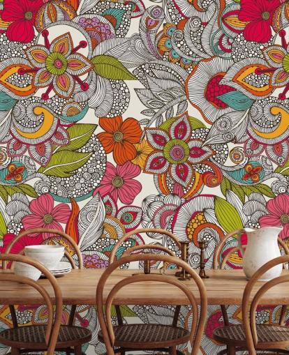 Carta da parati floreale colorata