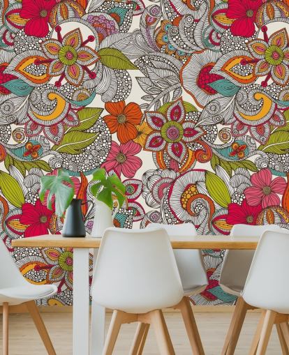 Papel de parede floral colorido