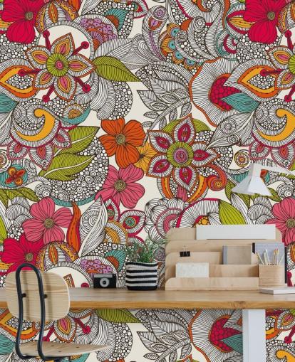 Papier peint floral coloré