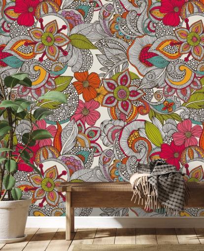 Bunte florale Tapete