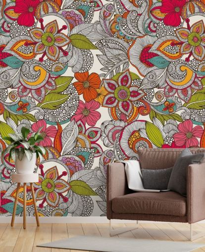 Bunte florale Tapete