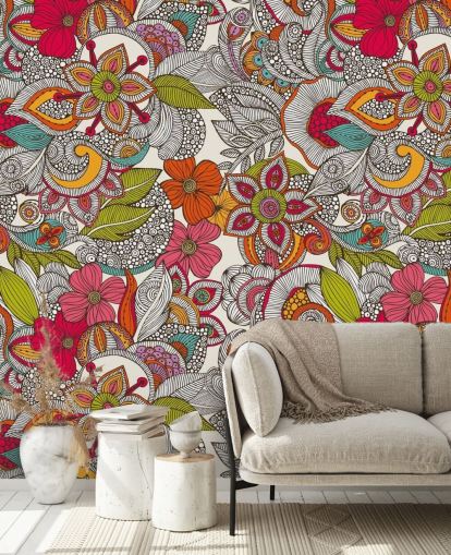 Bunte florale Tapete