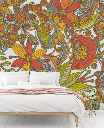 Orange and Red Drawn Wallpaper