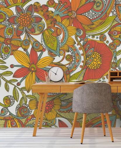 Orange and Red Drawn Wallpaper