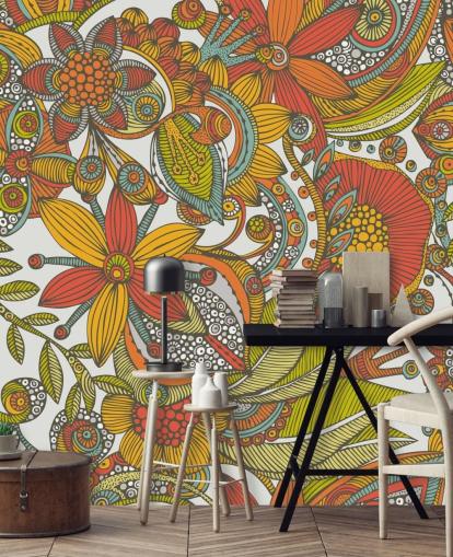 Orange and Red Drawn Wallpaper