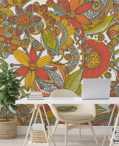 Orange and Red Drawn Wallpaper