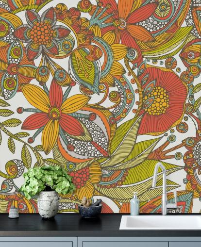 Orange and Red Drawn Wallpaper