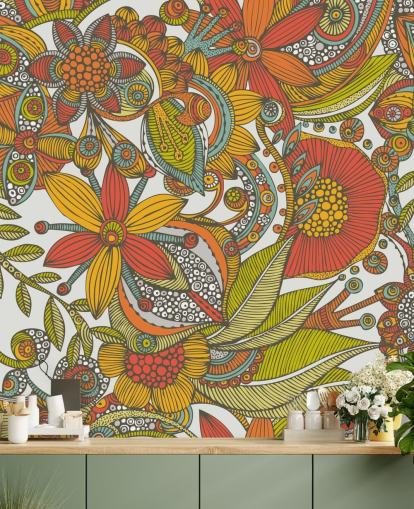 Orange and Red Drawn Wallpaper